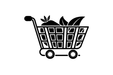 shopping cart with fresh produce icon