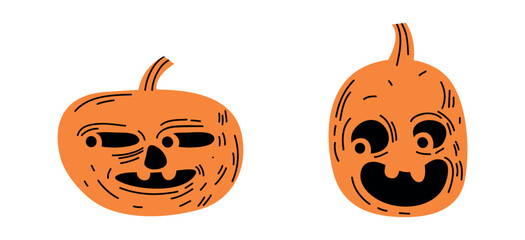 Vector Flat halloween pumpkins collection
