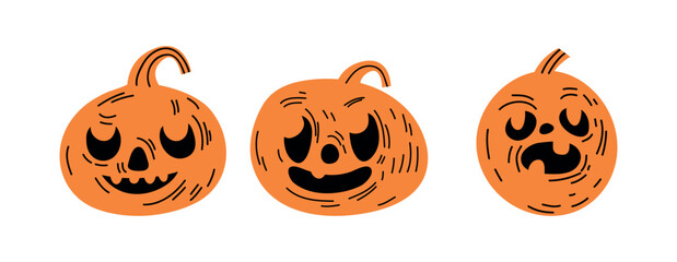Vector Flat halloween pumpkins collection