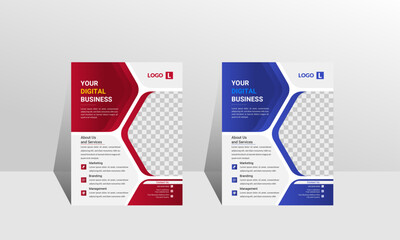 Corporate creative business flyer template design, vector template design and business poster template design. Business marketing flyer template, digital marketing agency flyer.