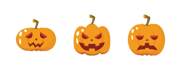 Vector Flat halloween pumpkins collection