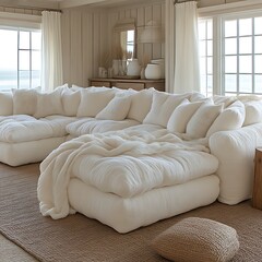Luxurious sectional sofa in a bright, airy living room.