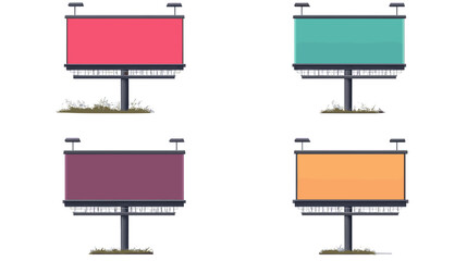 Colorful Blank Billboards Displaying Empty Advertising Space in a City Environment