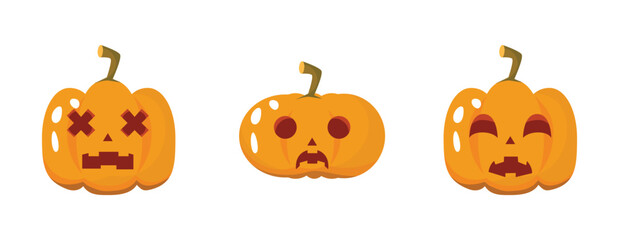 Vector Flat halloween pumpkins collection