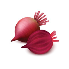 Beetroot with slices isolated on white background