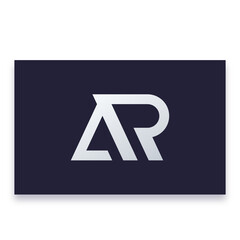 AR letters logo, monogram design on a card