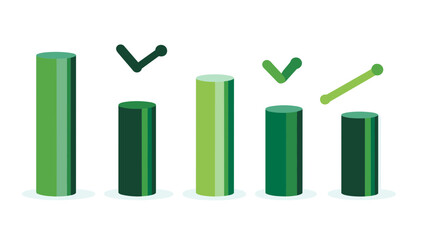 Colorful Data Visualization Graphic with Green Bars Representing Business Growth and Success