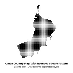 Circle Dots Pattern Map of Oman. Suitable for website, annual report, infographics.