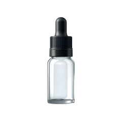 A precision glass dropper with a black ribbed cap and white rubber bulb isolated on a transparent background