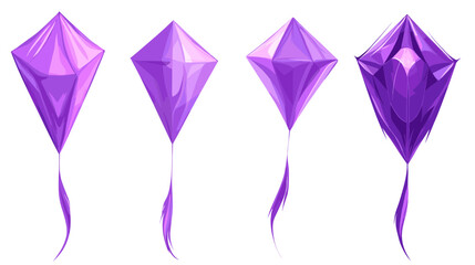 Colorful Purple Kites Floating Gracefully in a Clear Sky on a Bright Day