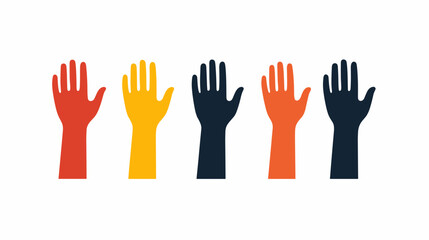 Obraz premium Colorful Representation of Hands Raised Together Symbolizing Unity and Diversity in Community