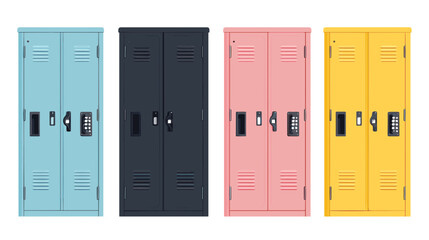 Colorful Set of Four Metal Storage Lockers in Various Shades for Organized Spaces