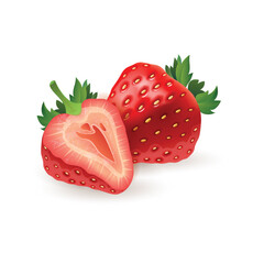 Strawberry fruit with slices isolated on white background