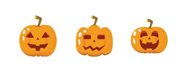 Vector Flat halloween pumpkins collection