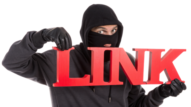 thief holding a link sign