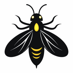 Isolated cartoon honeybee illustration on a white background with a flower, perfect for nature and insect close-up designs
