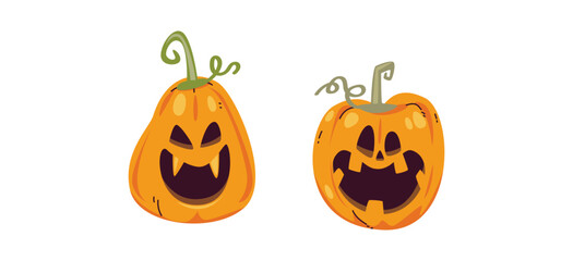 Vector Flat halloween pumpkins collection