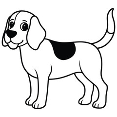 Cute cartoon beagle puppy dog animal pet vector illustration sitting isolated