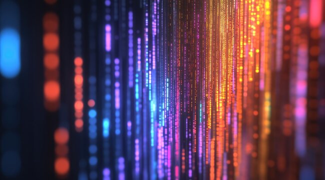 Abstract vertical lines of vibrant light