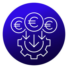 cost reduction, line icon with euro, png design