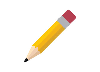 Vector illustration of a yellow pencil with red eraser isolated on a white background