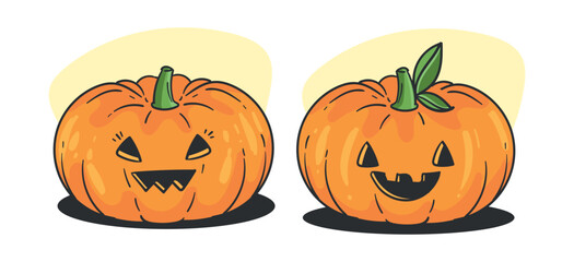 Vector Flat halloween pumpkins collection