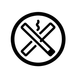 no smoking icon, crossed cigarette, flat vector, transparent background