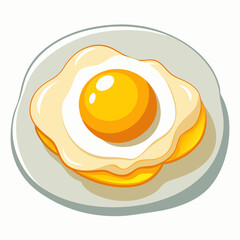 Breakfast hero image: a single fried egg with a perfect yolk and delicate egg white edges on a white dish, enhanced by warm studio lighting and soft shadows