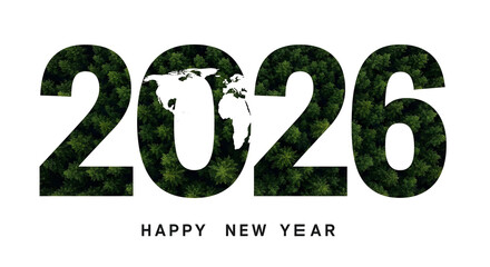 Happy New Year 2026 greeting card with an image of Earth