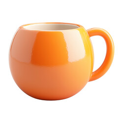 3d rendering icon orange ceramic mug illustration PNG. cartoon minimal style cup on transparent isolated background.