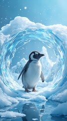 The image depicts a snowy, foggy landscape with a multitude of rocks scattered across the terrain, creating an expansive and tranquil atmosphere.