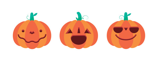 Vector Flat halloween pumpkins collection