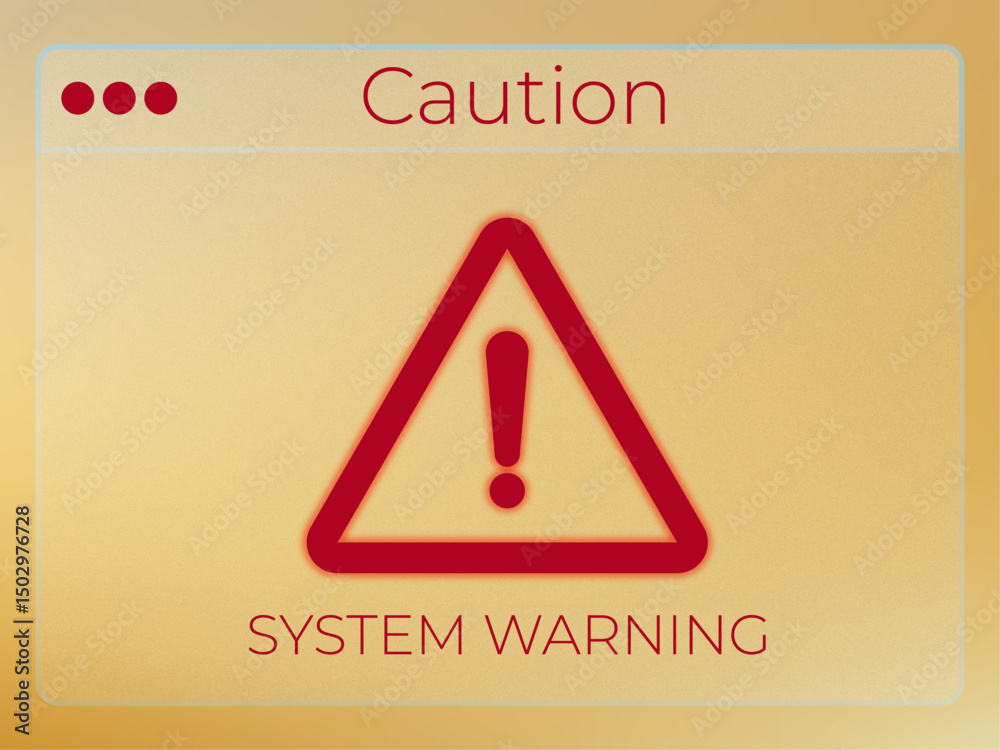 Poster alert message interface indicating a potential system problem, requesting user awareness and prompt 