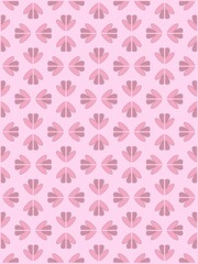 Repeating pattern, broken pink hearts, vertical