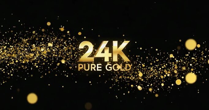 24K Pure Gold Title Surrounded by Sparkling Gold Particles