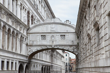 Bridge of Sighs between the Doge's Palace and the prison Prigioni Nuove of Venice
