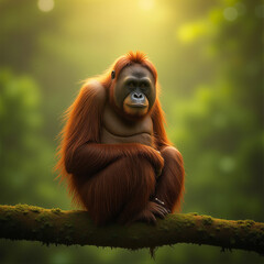 Fototapeta premium monkey sitting on forest