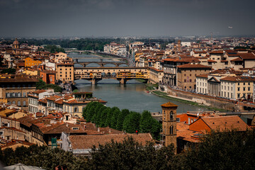 Naklejka premium Ponte Vecchio Florence, Italy. Firenze. Florenz. Italia, Bridge. Brücke. Fluß