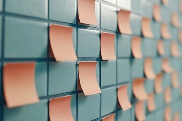 Sticky notes on a tiled surface, visualizing tasks and ideas in a planning session