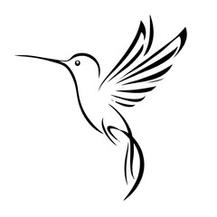 Obraz premium Minimalist Hummingbird Line Art Tattoo Design