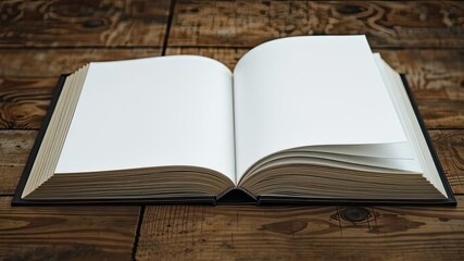 Fototapeta premium Blank Page, Wooden Table, Book Open
