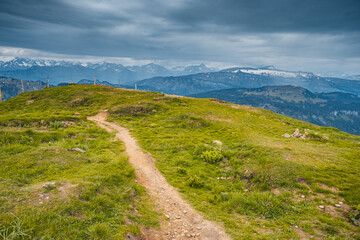 Germany, Bavaria, Allgaeu, mountain view at Riedberger Horn