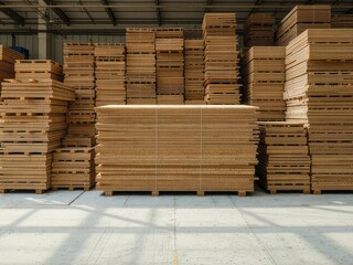 Plywood Stacks in Industrial Setting