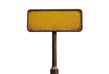 blank yellow old sign isolated on white or transparent png



