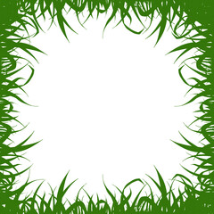 Square graphic frame featuring stylized green grass border around a blank central space.