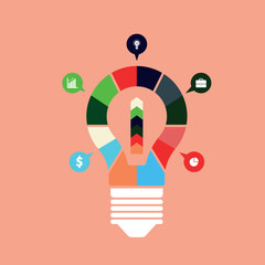 Bright light bulb symbol for creative idea and business innovation