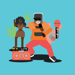 Vector cartoon illustration of business people with a camera