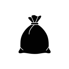 Black garbage bag icon for cleaning concept  