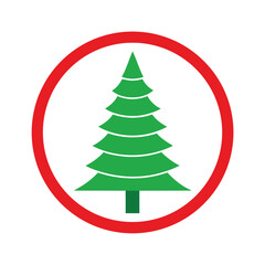 Fototapeta premium Simple Green Christmas Tree Icon