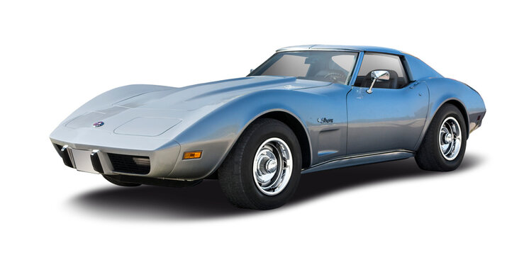 Chevrolet Corvette Stingray American classic car isolated on transparent background. PNG
